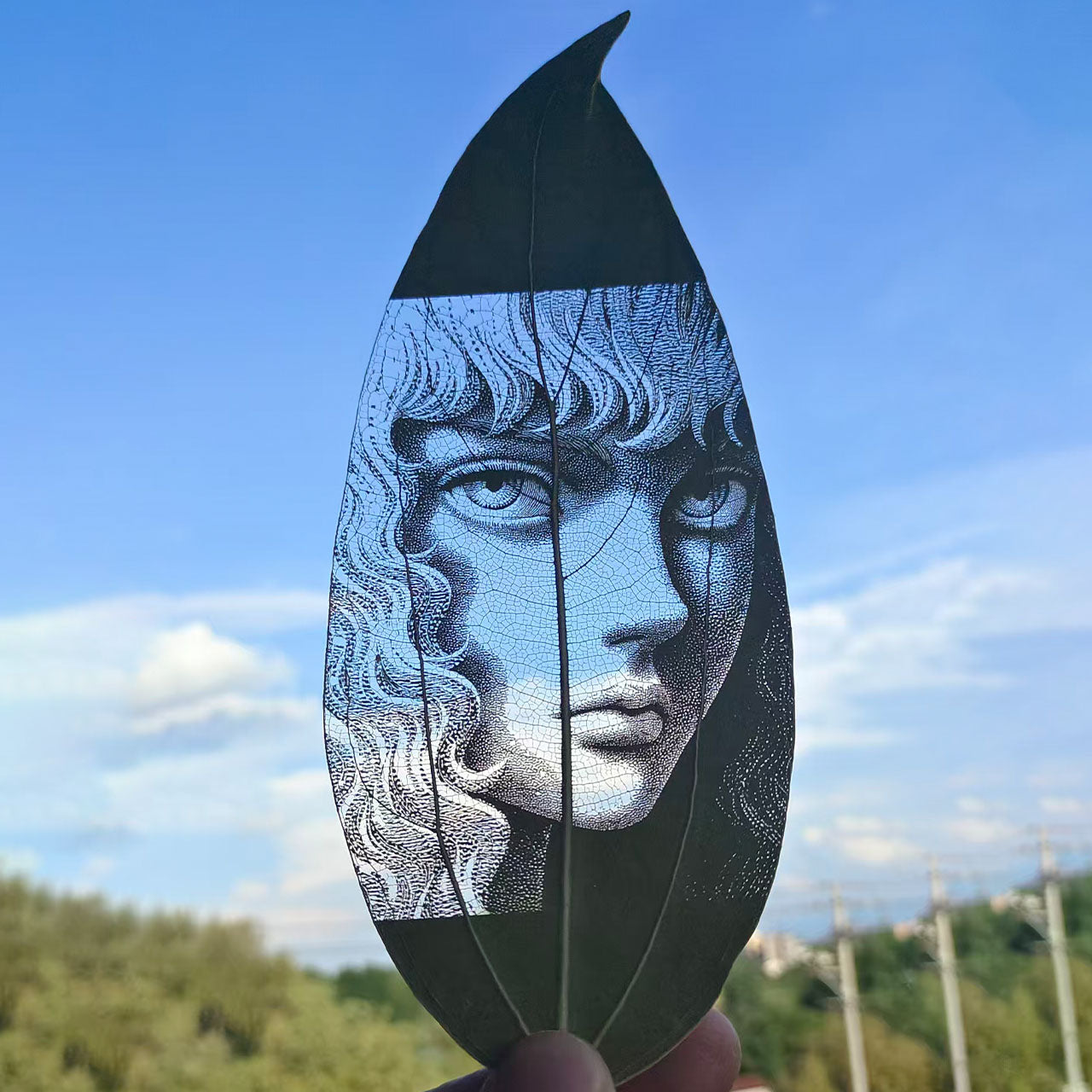 Anime Character Leaf paintings & Leaf carvings With Frame