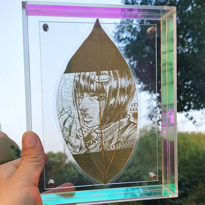 Anime Character Leaf paintings & Leaf carvings With Frame